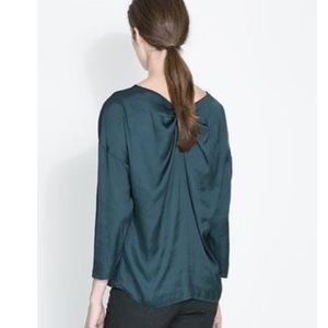 Zara Green Blouse bow in the back